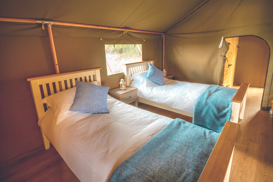 guests can sleep soundly when glamping at Pennard Hill Farm