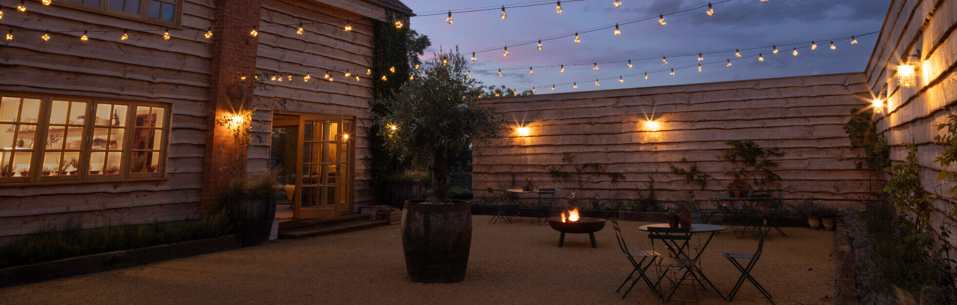 external dining area at Pennard Hill Farm